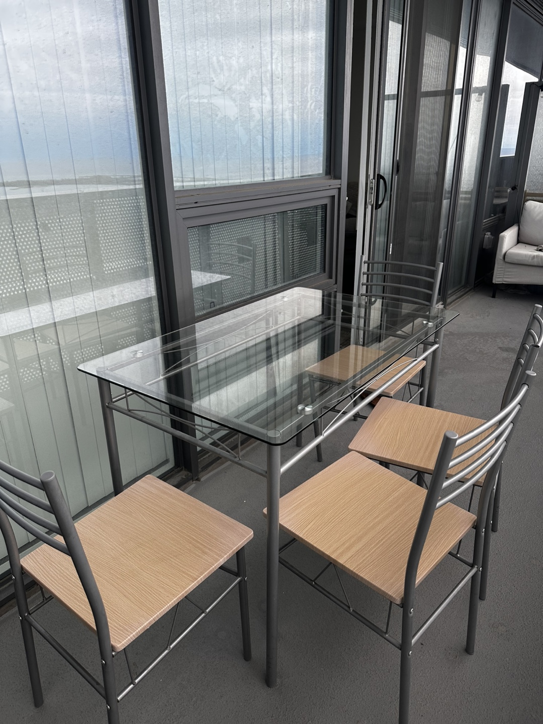Glass-top patio dining set with four chairs - photo 4