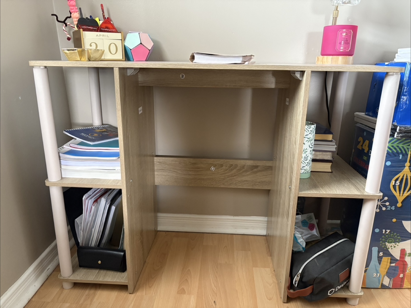 Modern Computer Desk with Storage Shelves