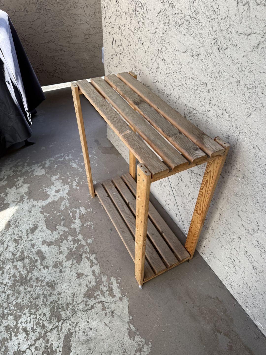 Rustic Wooden Two-Tiered Shelf