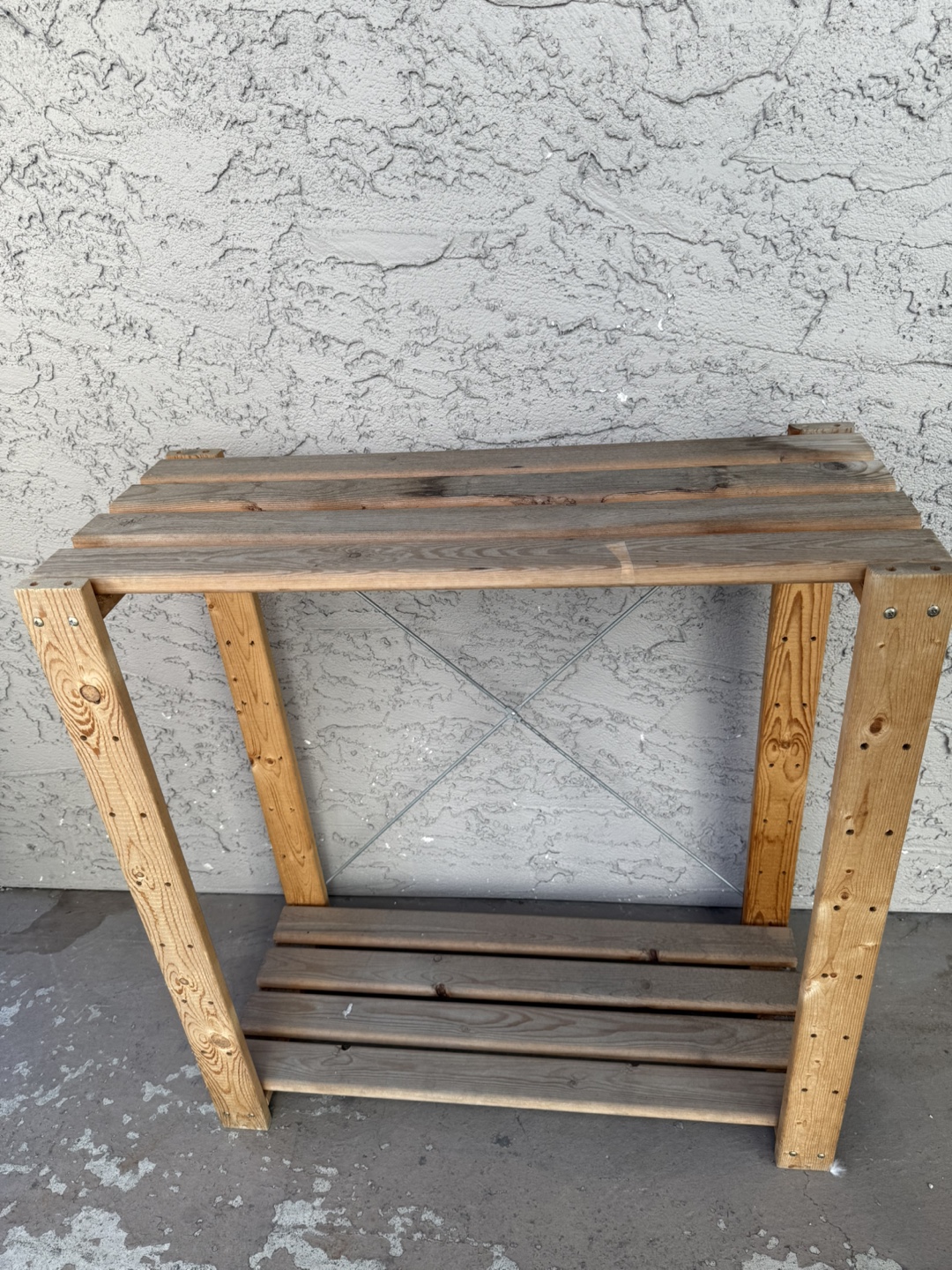 Rustic Wooden Two-Tiered Shelf - photo 2