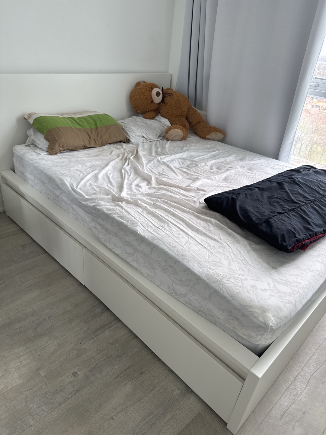 IKEA MALM White Queen Bed Frame with 2 Drawers - photo 2