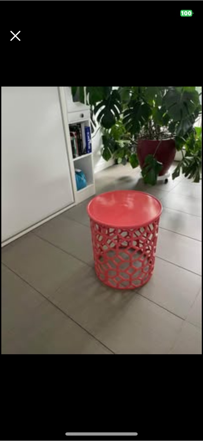 Coral Pink Metal Side Table
