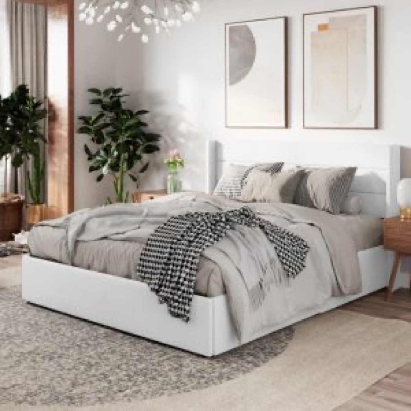 Queen Upholstered Platform Storage Bed Frame