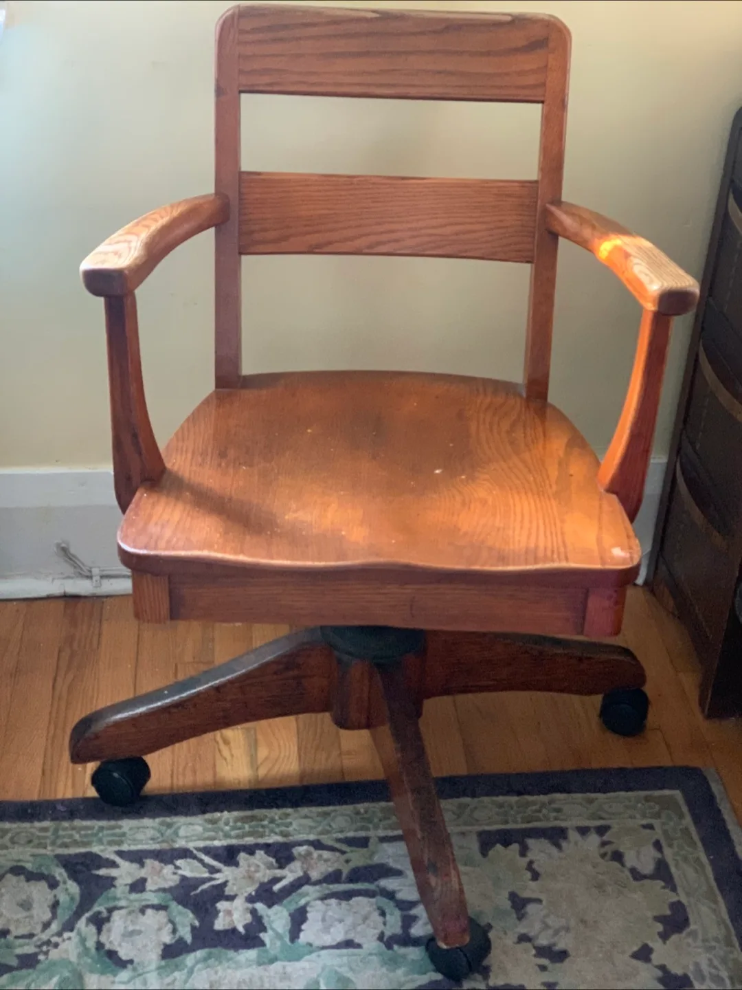 Vintage Wooden Swivel Office Chair thumbnail