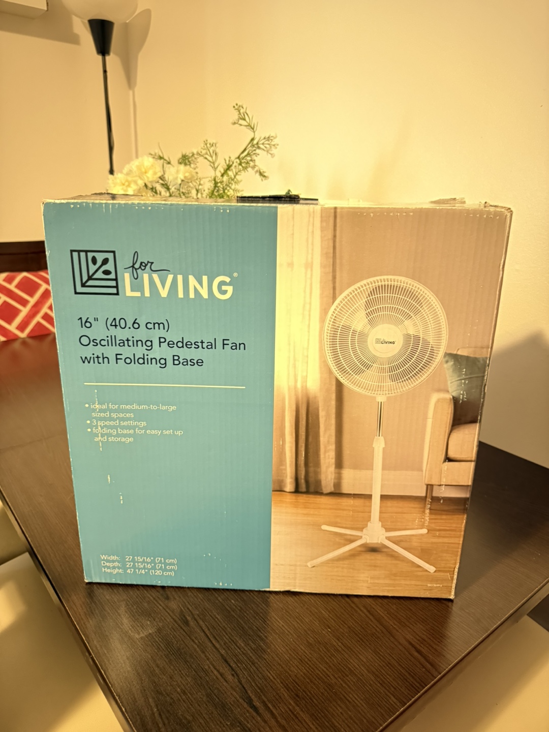 16" Oscillating Pedestal Fan with Folding Base