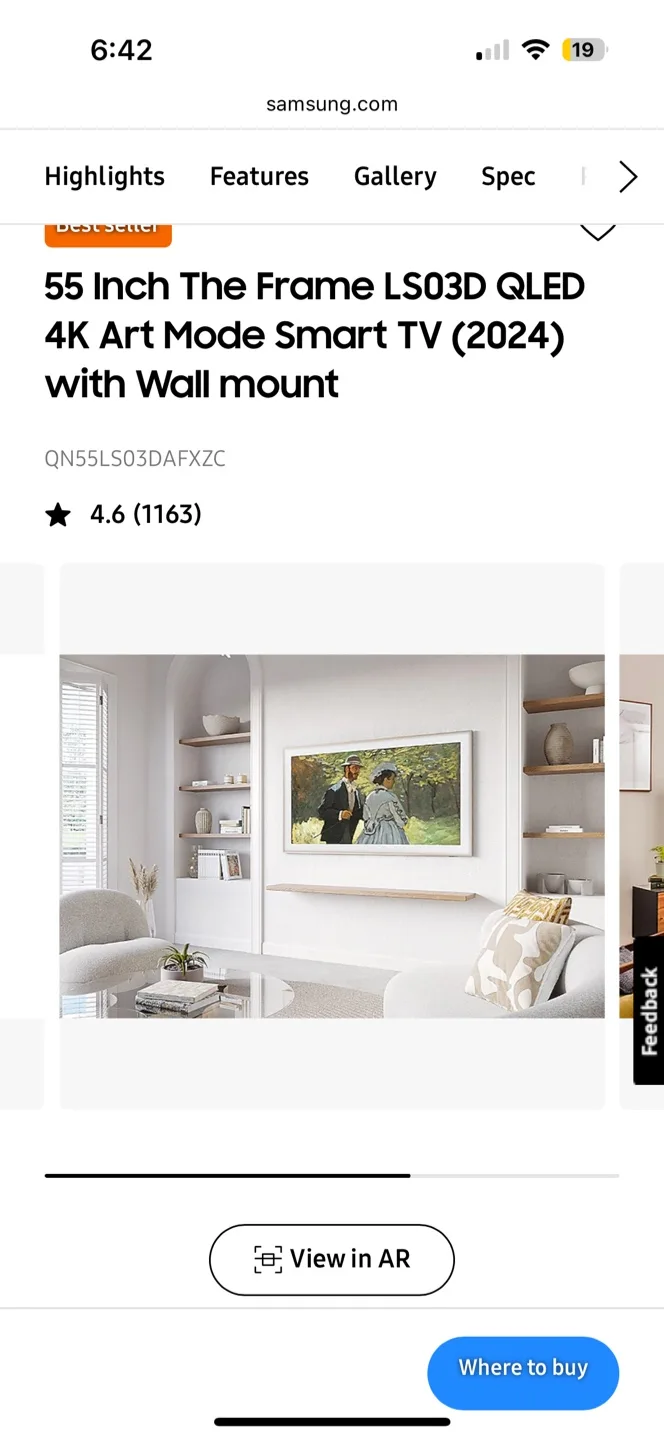 Samsung Frame TV 55” (2024) + Wall Mount – Excellent Condition image indicator(6)