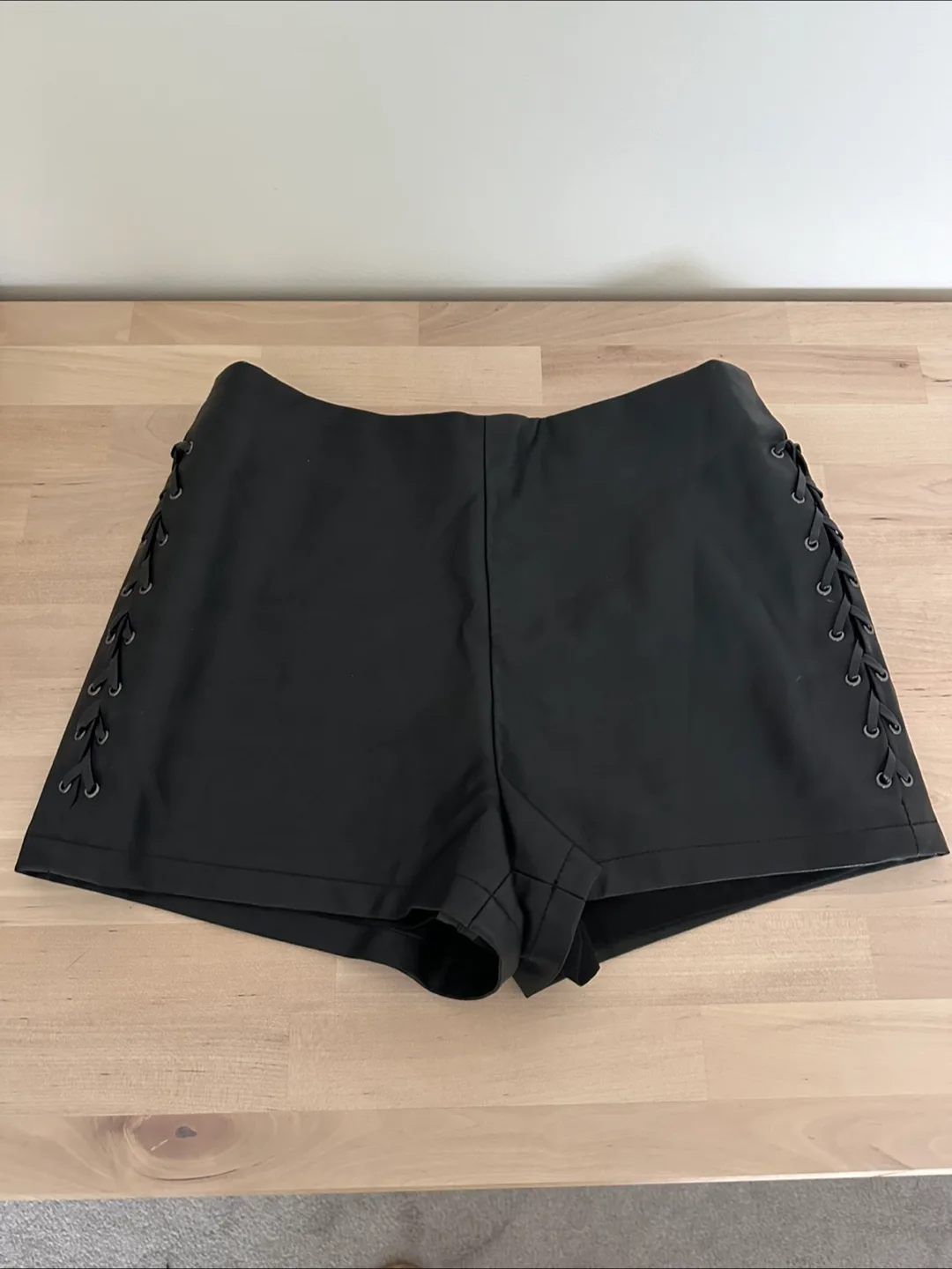 Forever 21 Faux Leather Lace-Up Shorts Size S thumbnail