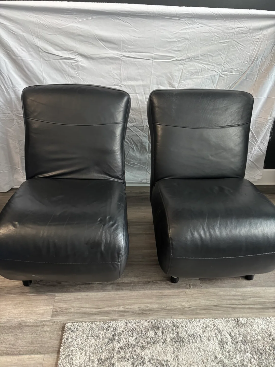 Pair of Black Leather Chairs thumbnail