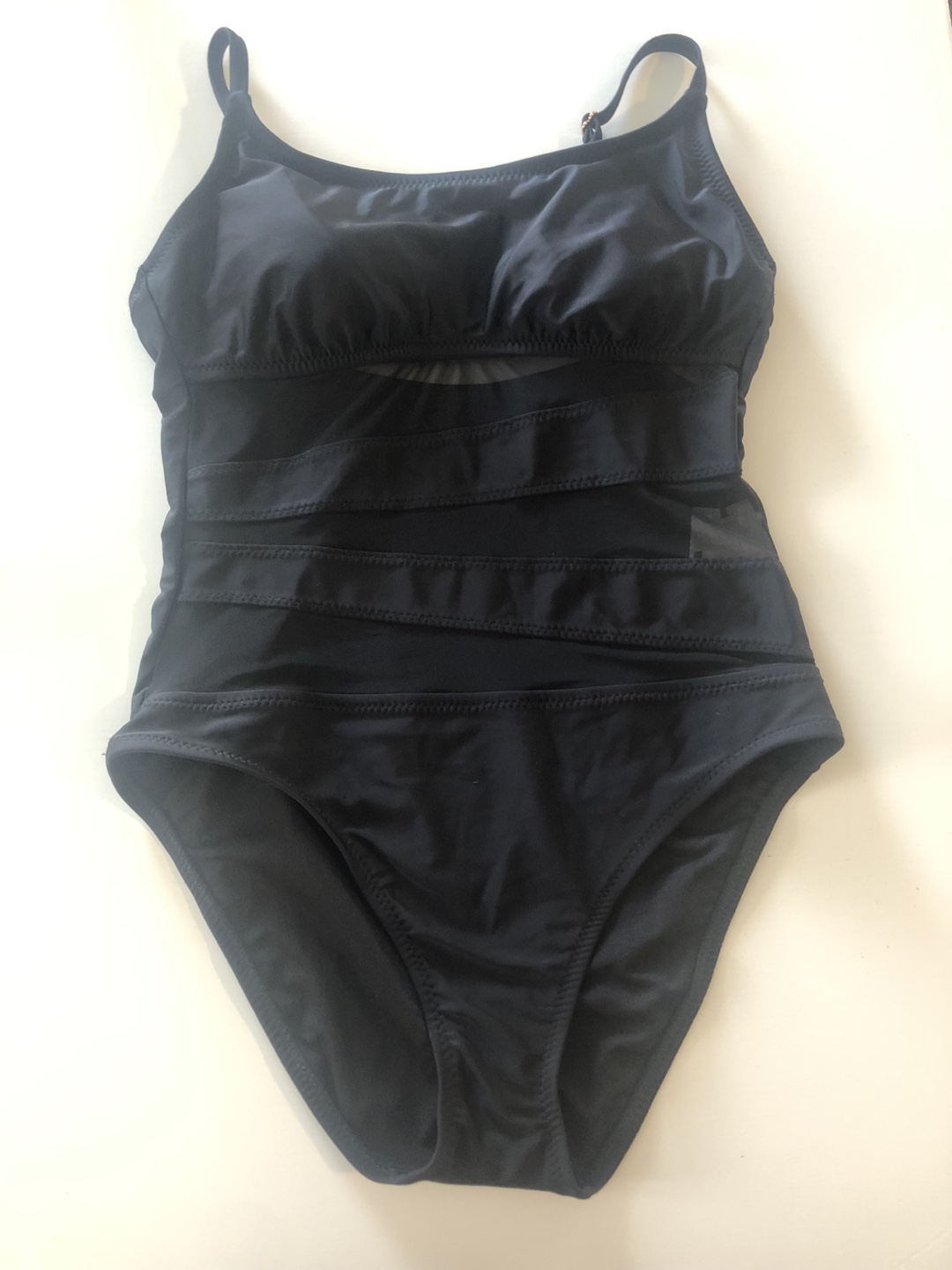Black One-Piece Swimsuit with mesh Cut-Outs