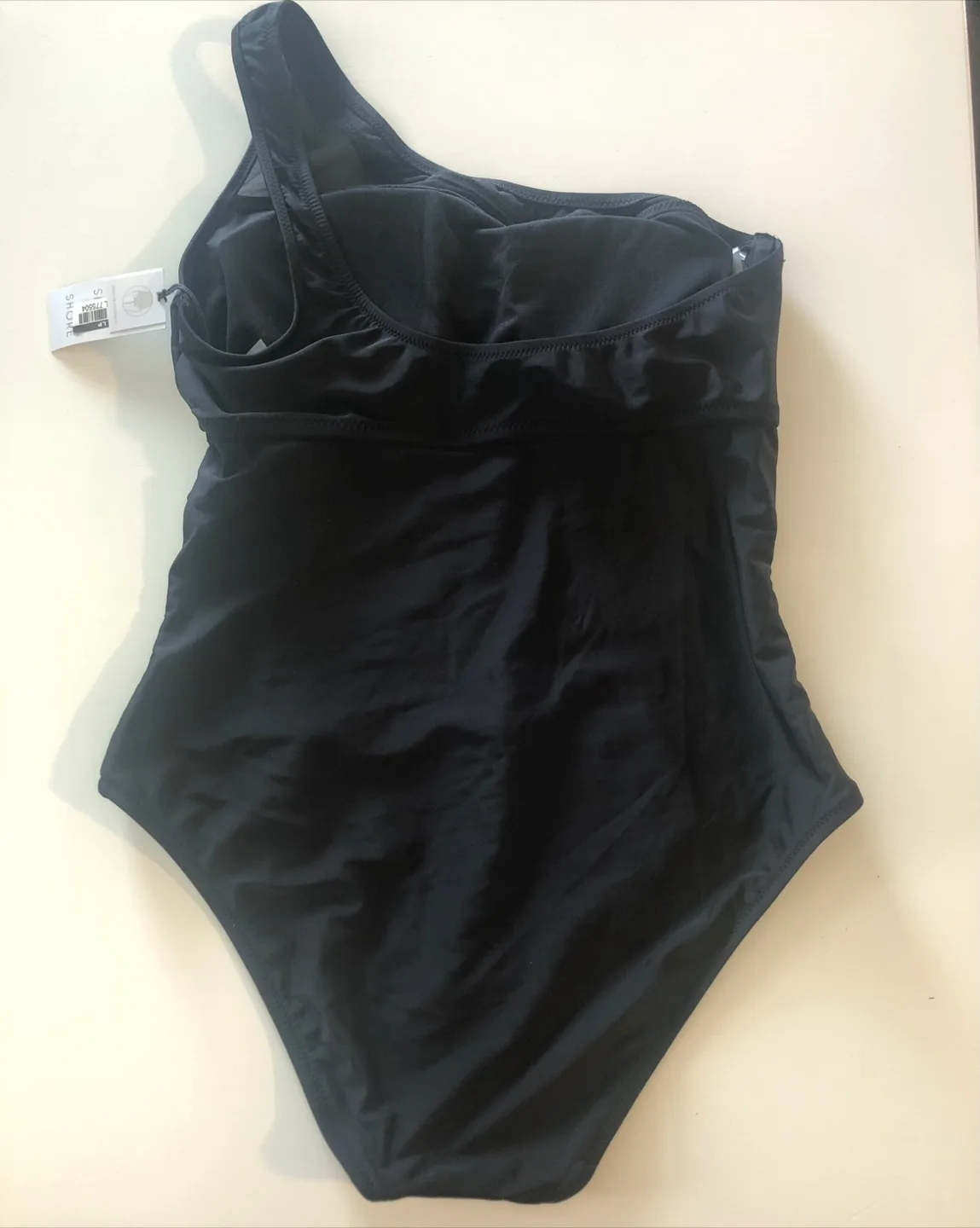 New Black One-Shoulder One-Piece Swimsuit Size 12 image indicator(2)