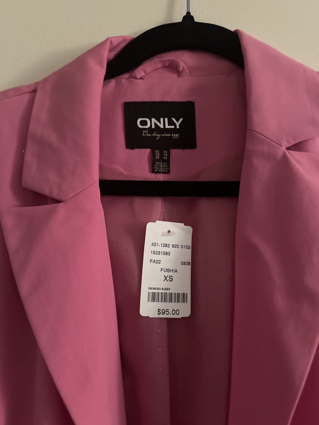 ONLY fuchsia pink oversized blazer, size XS - photo 2