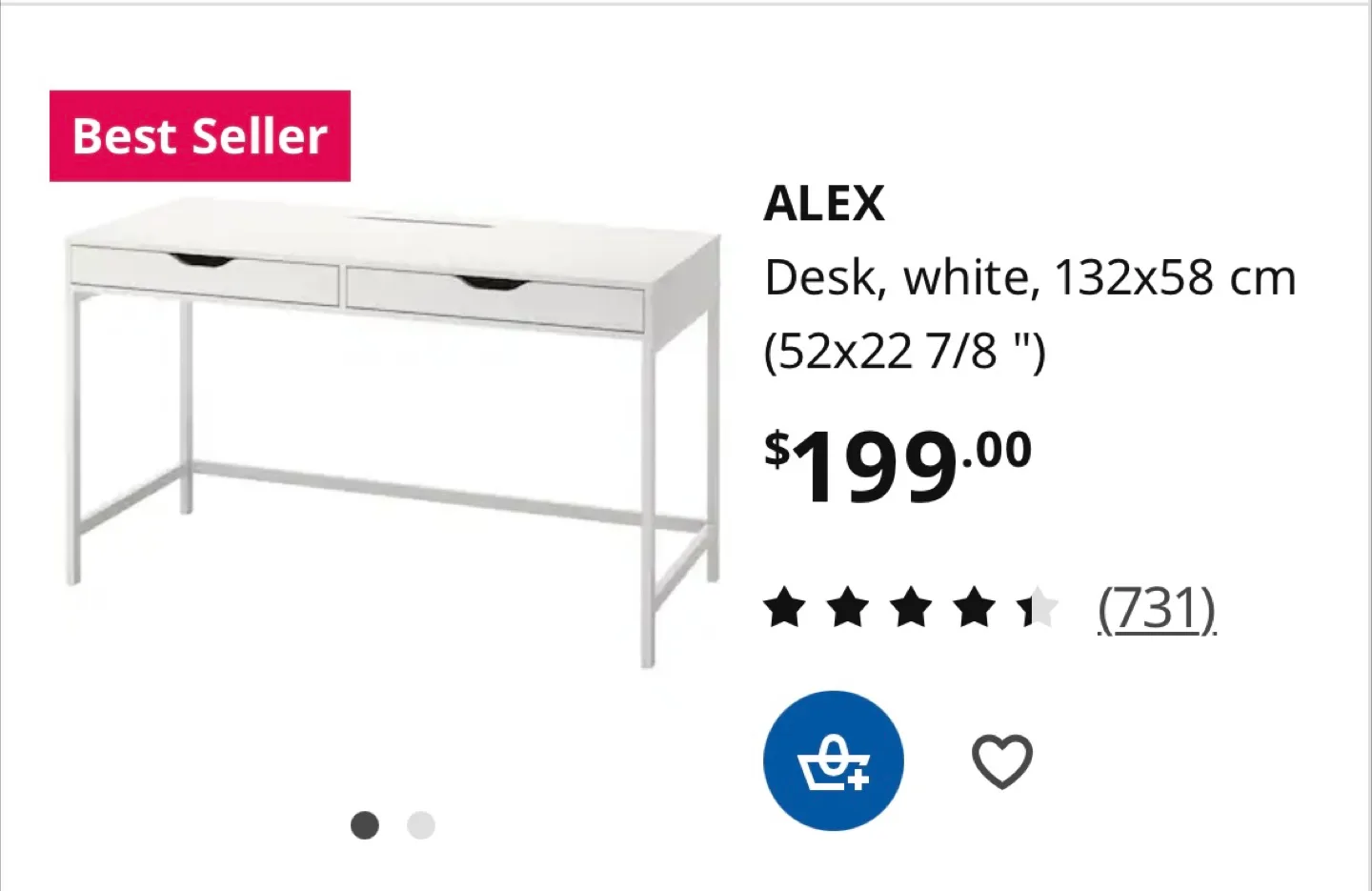 IKEA ALEX Desk - White image indicator(3)