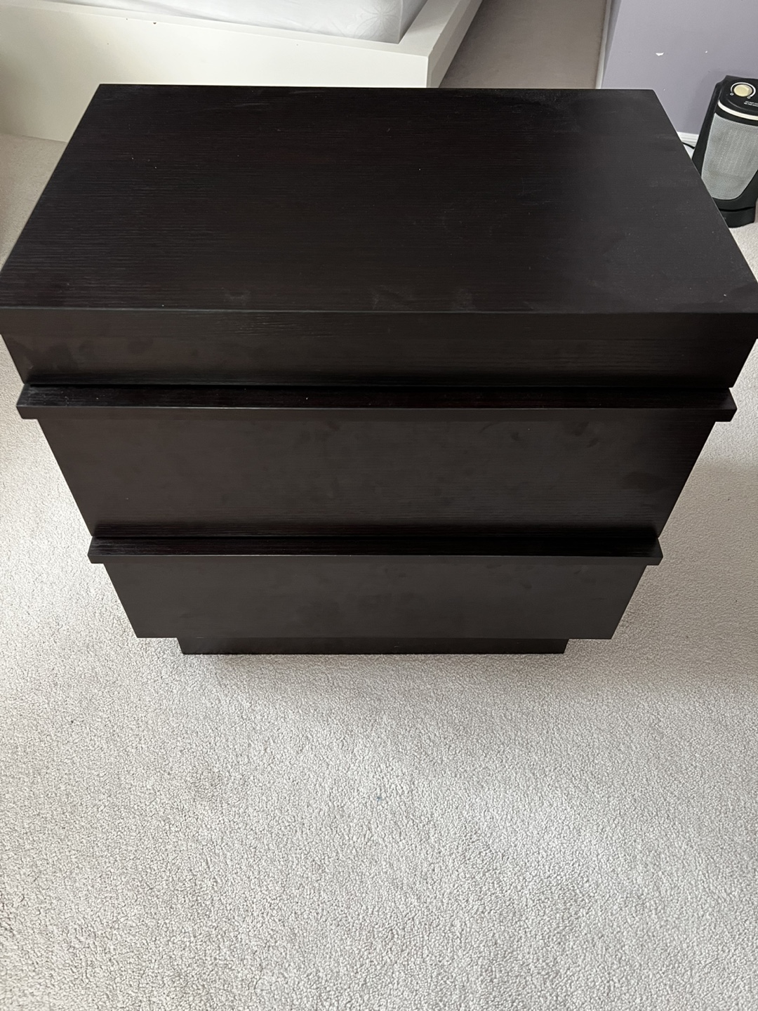 Two-Drawer Nightstand - Black-Brown