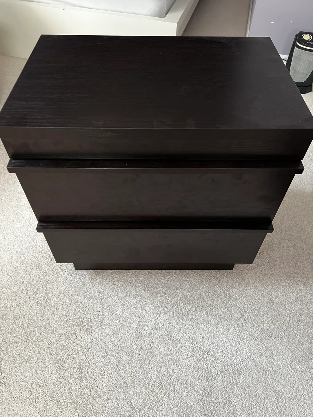 Two-Drawer Nightstand - Black-Brown thumbnail
