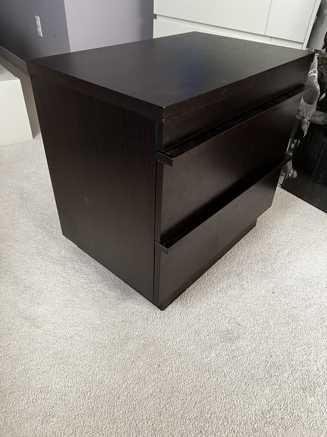 Two-Drawer Nightstand - Black-Brown - photo 2