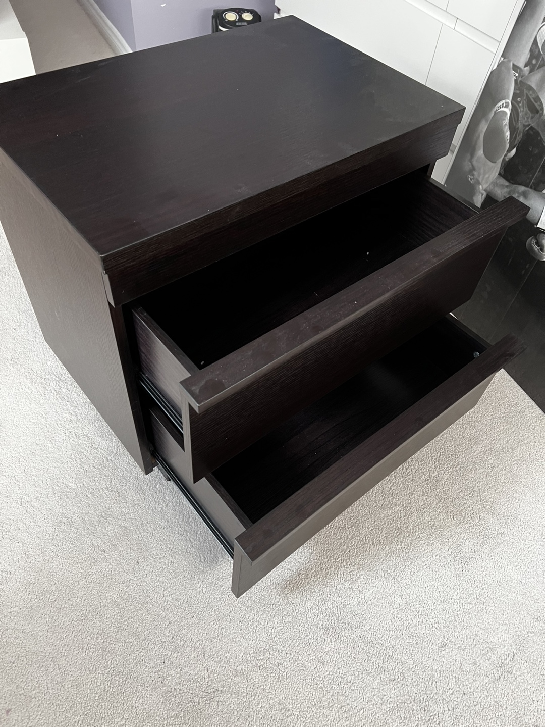 Two-Drawer Nightstand - Black-Brown - photo 3