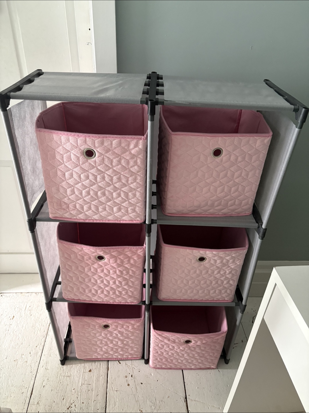 6-Cube Fabric Storage Organizer with Pink Bins