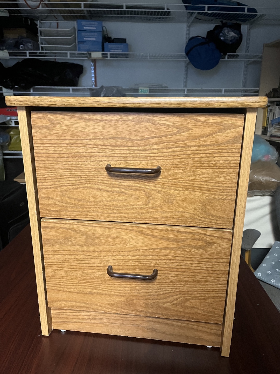 Two-Drawer Oak Wooden Nightstand
