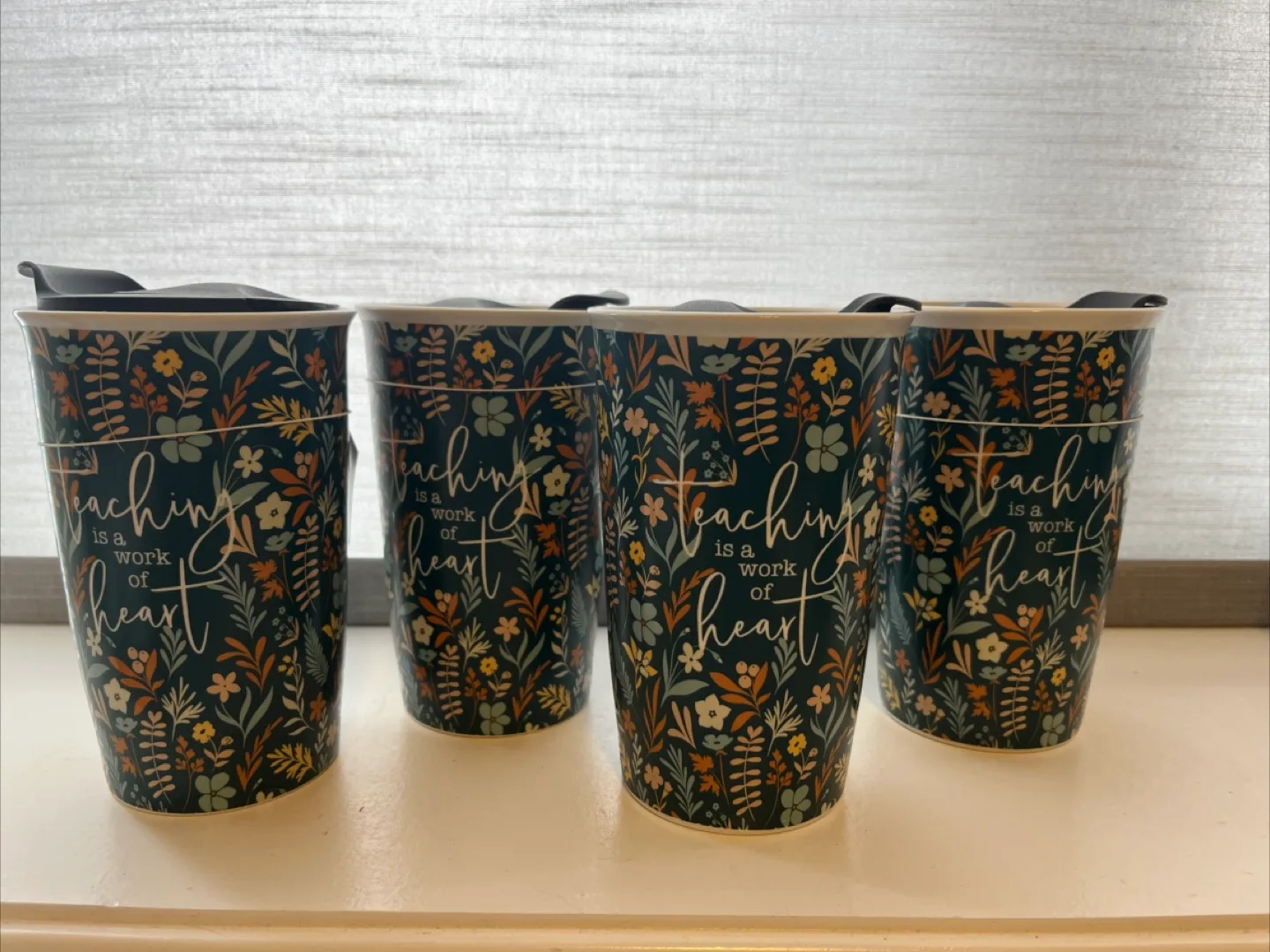 Floral Travel Mugs - "Teaching is a work of heart" image indicator(2)