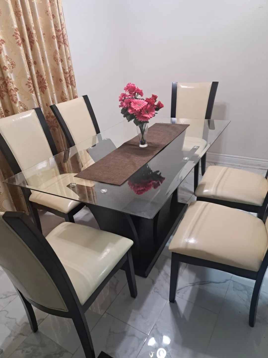 Brand New Glass-top Dining Table Set with 6 Chairs image indicator(6)