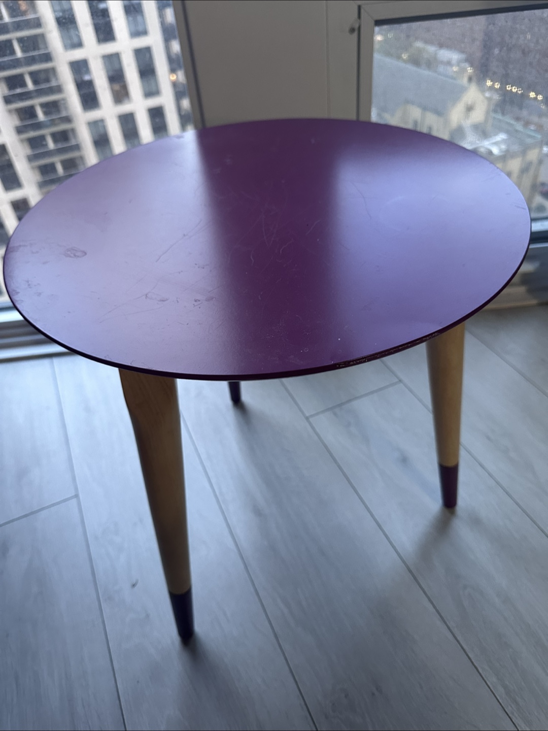 Purple Round Side Table