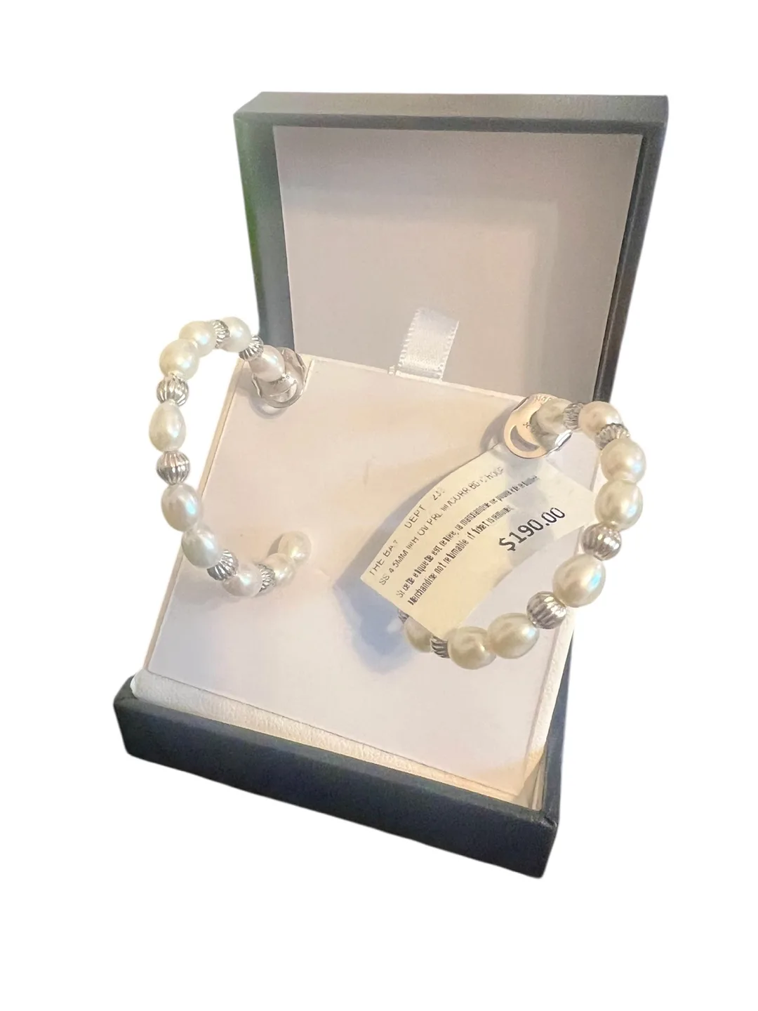 Brand New Oval Pearl Sterling Silver Hoop Earrings thumbnail