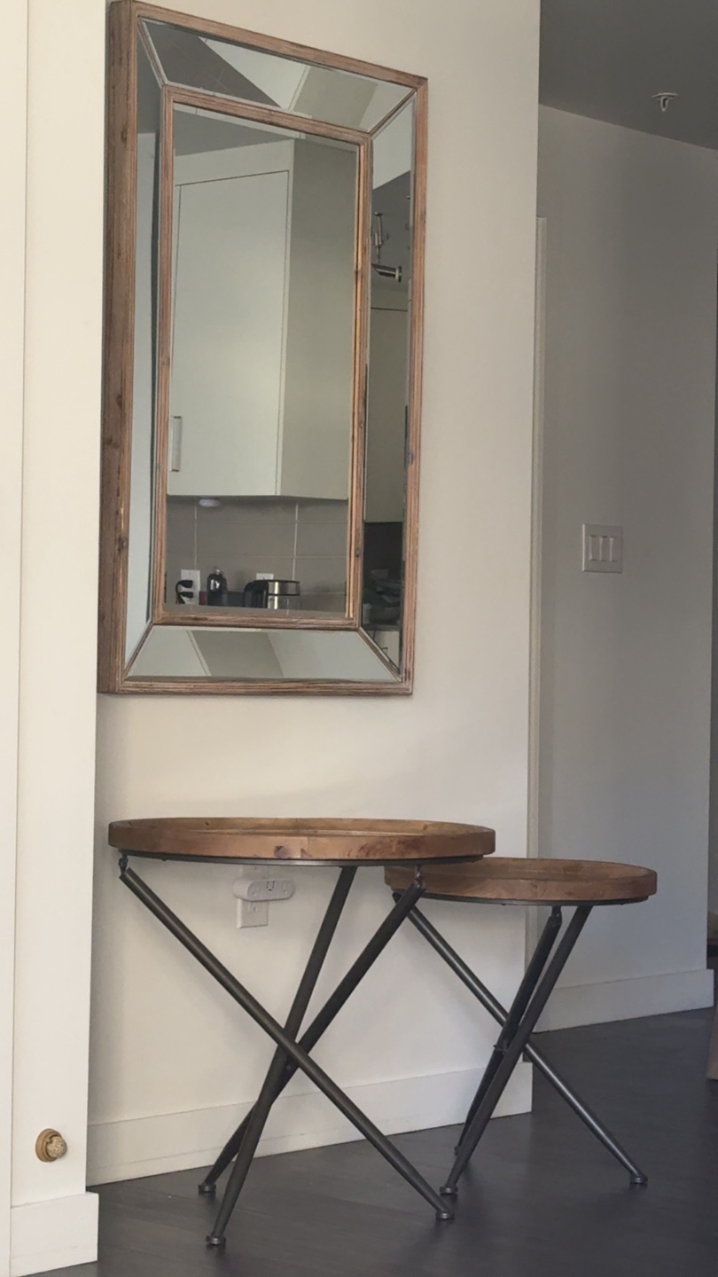 Large Beveled Mirror with Light Wood Frame - photo 3