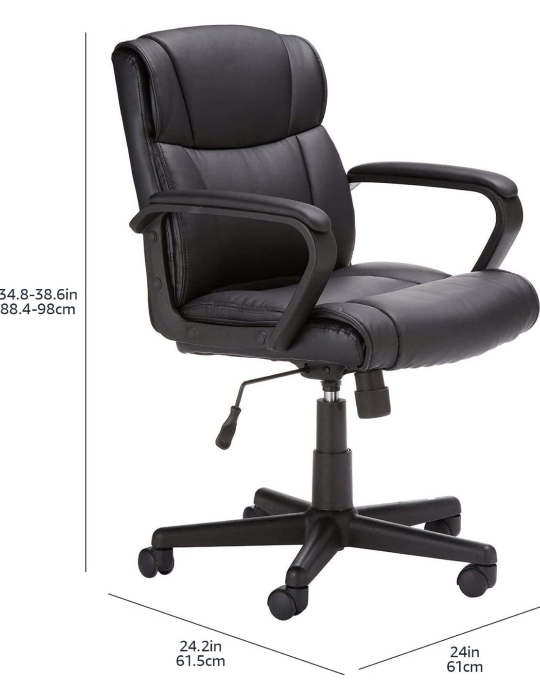 Black Leather Office Chair with Adjustable Height