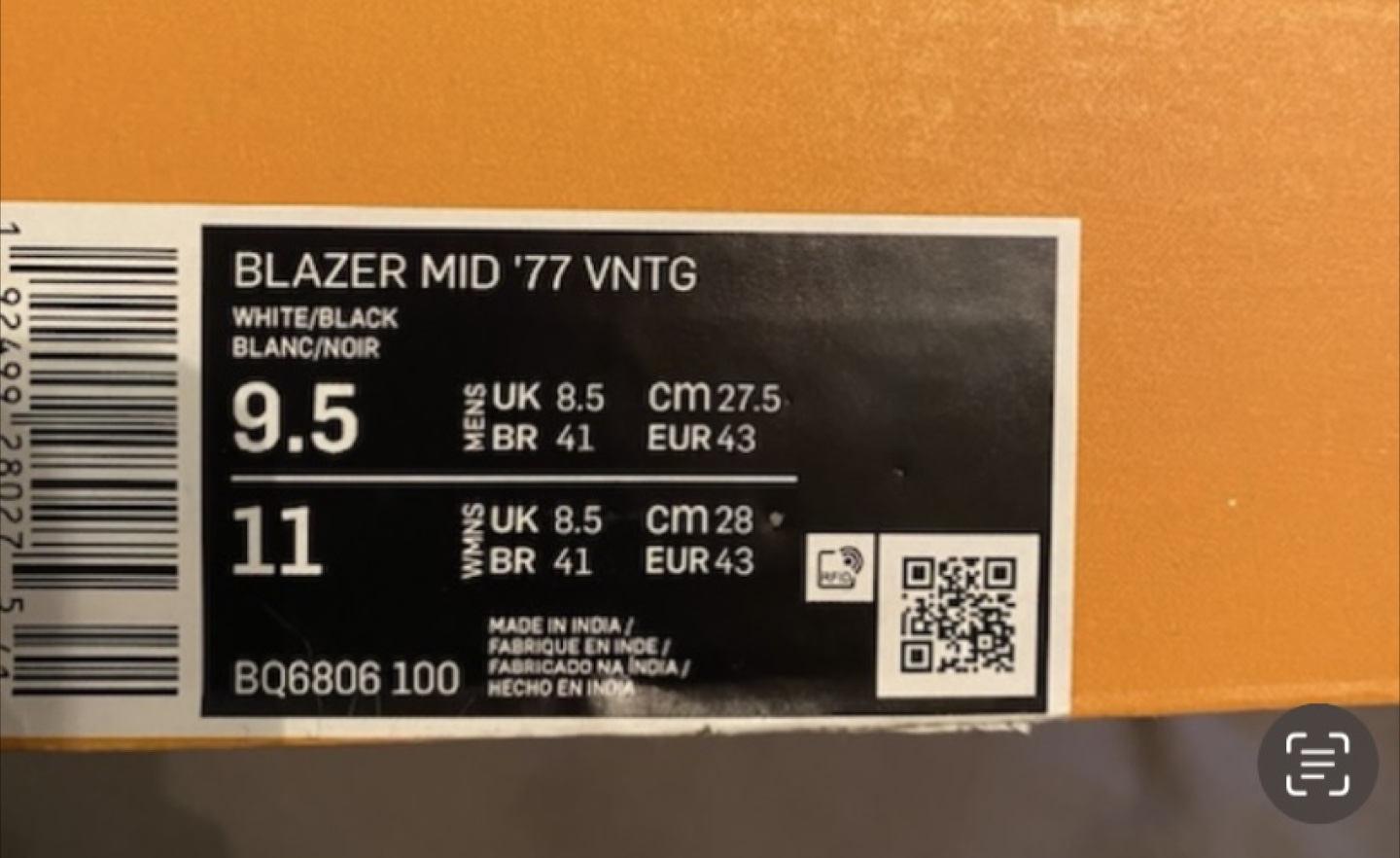 Nike Blazer Mid '77 Vintage 🧡White/Black Men's Size 9.5 - photo 3