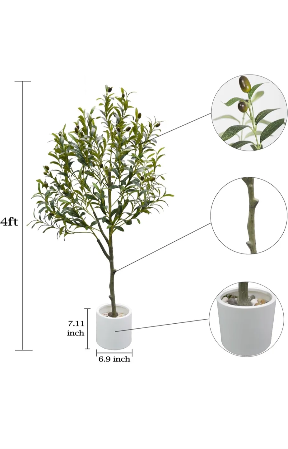 4ft Artificial Olive Tree in White Pot image indicator(2)