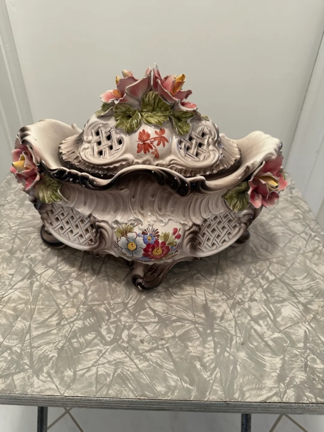 Vintage Italian Ceramic Covered Bowl thumbnail