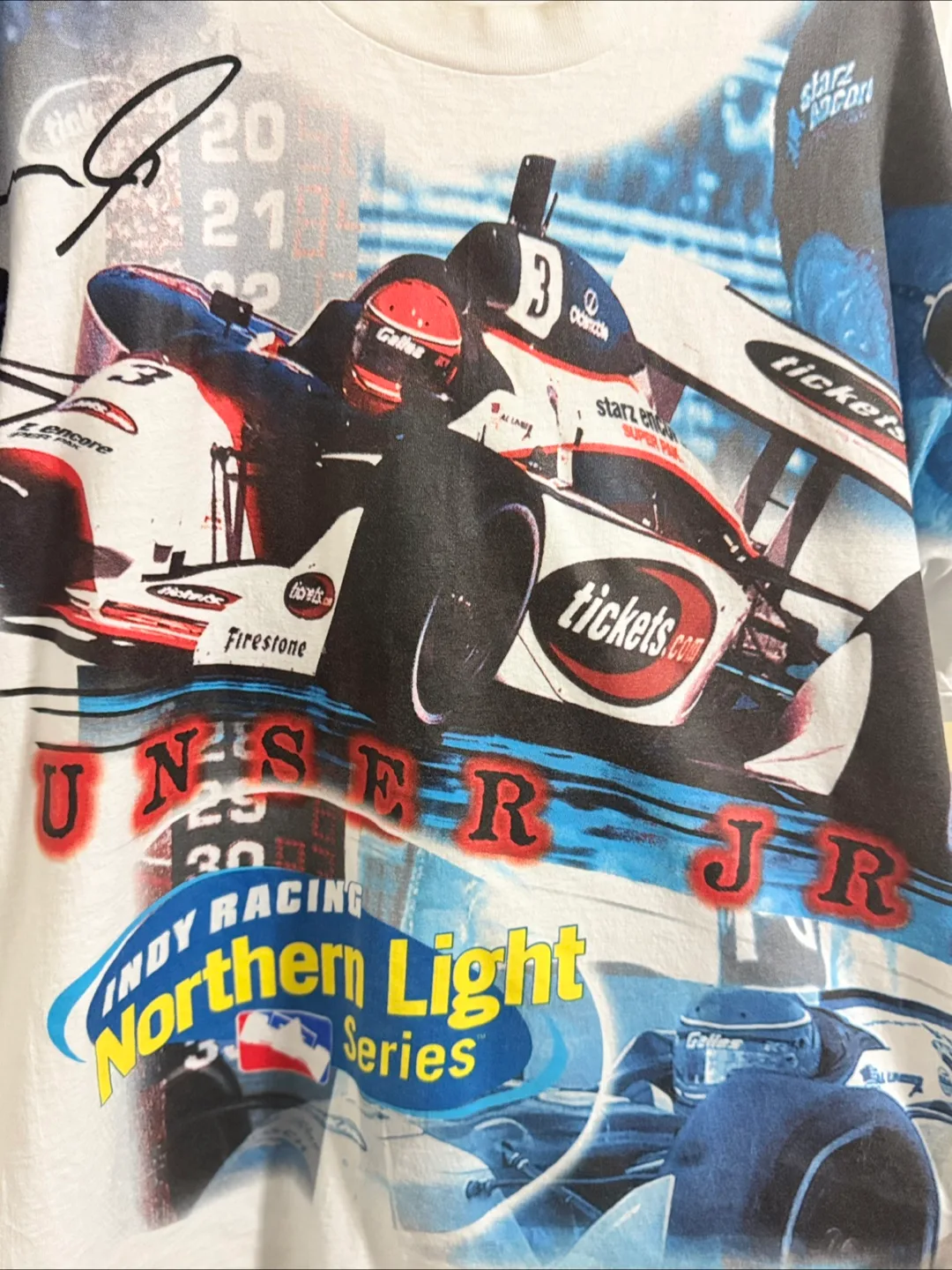 Vintage Unser Jr Indy Racing Northern Light Series T-Shirt image indicator(2)