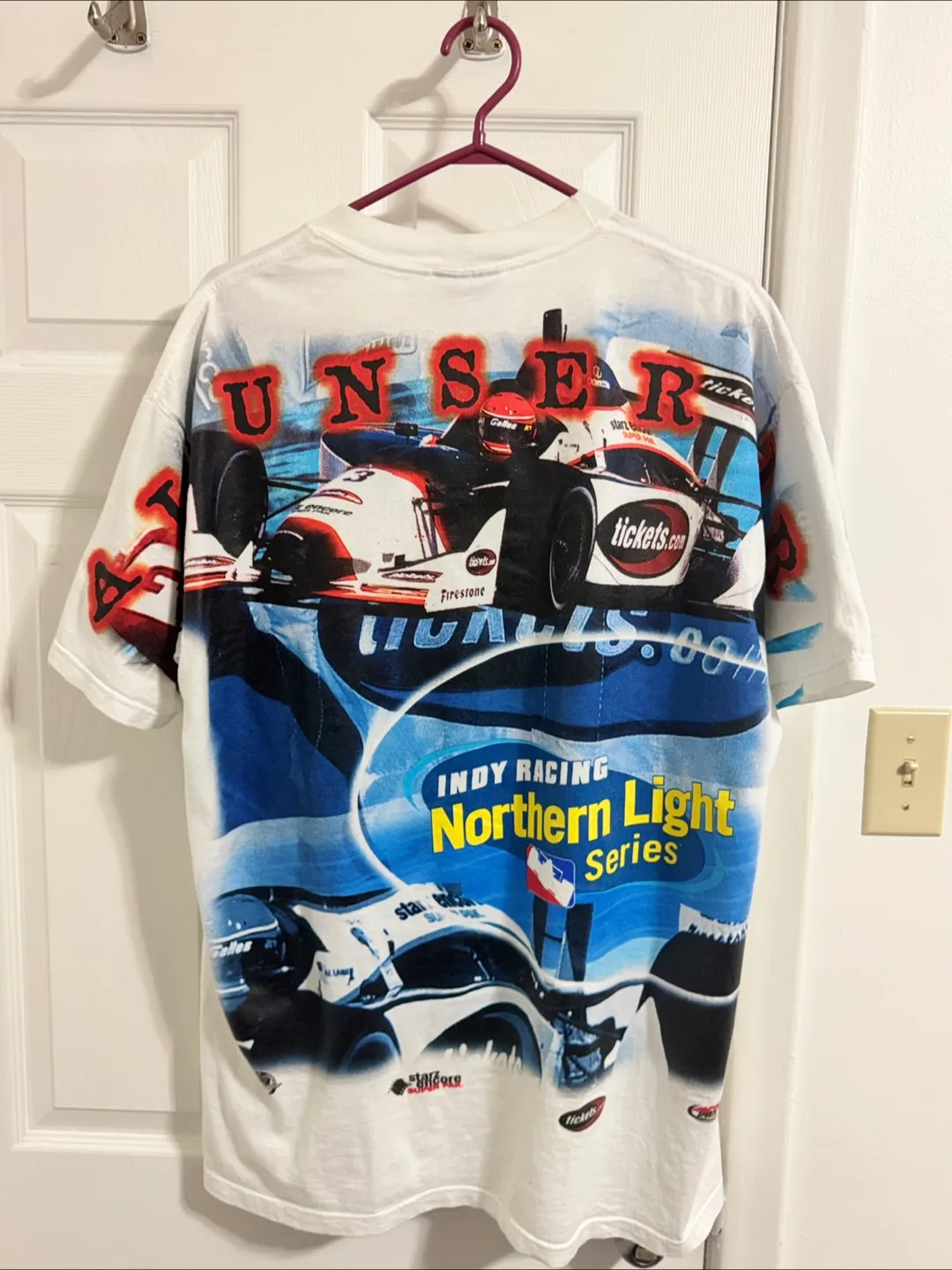 Vintage Unser Jr Indy Racing Northern Light Series T-Shirt image indicator(5)