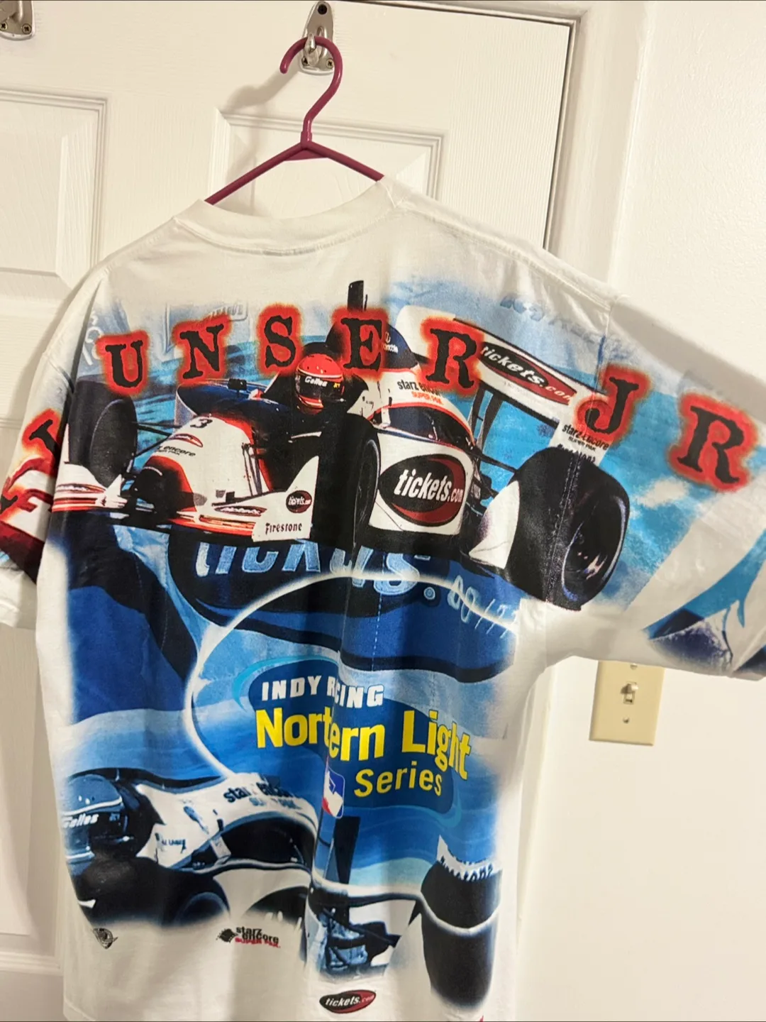 Vintage Unser Jr Indy Racing Northern Light Series T-Shirt image indicator(6)