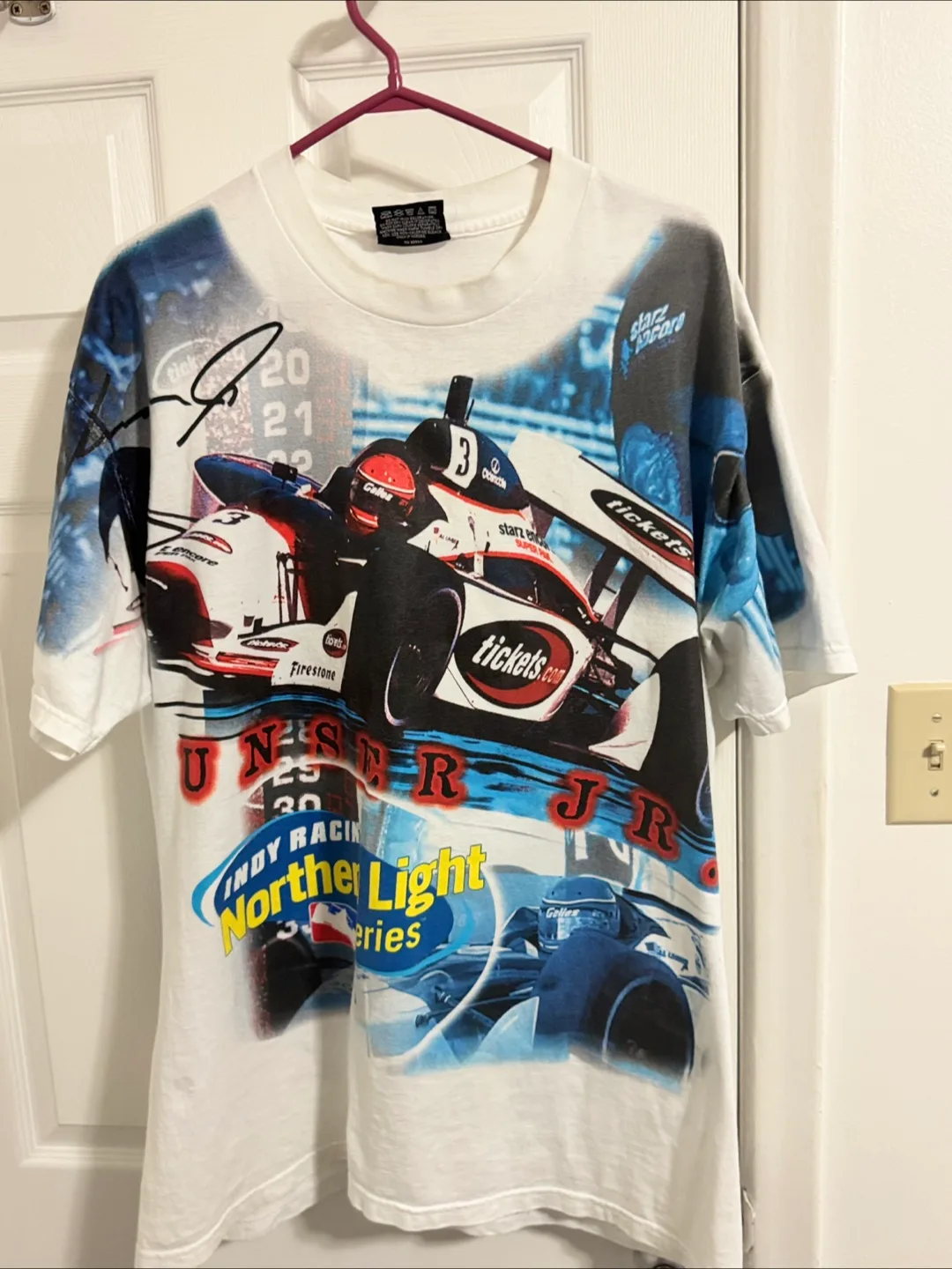 Vintage Unser Jr Indy Racing Northern Light Series T-Shirt image indicator(3)