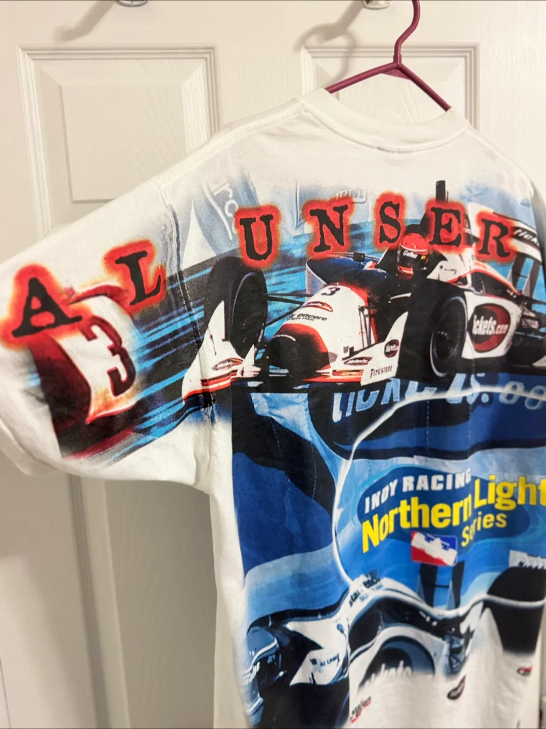Vintage Unser Jr Indy Racing Northern Light Series T-Shirt image indicator(7)