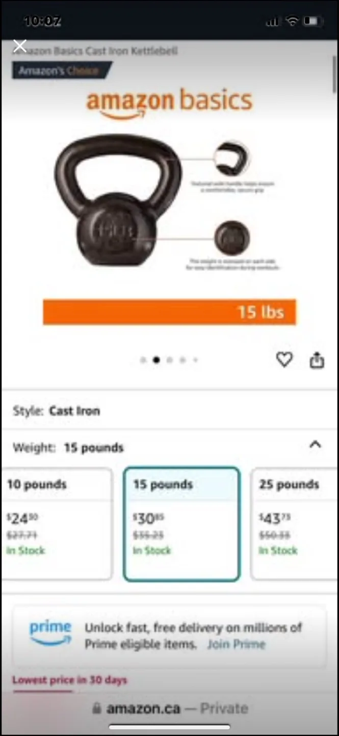 15 lb Amazon Basics Kettlebell & SPRI Dumbbells image indicator(3)