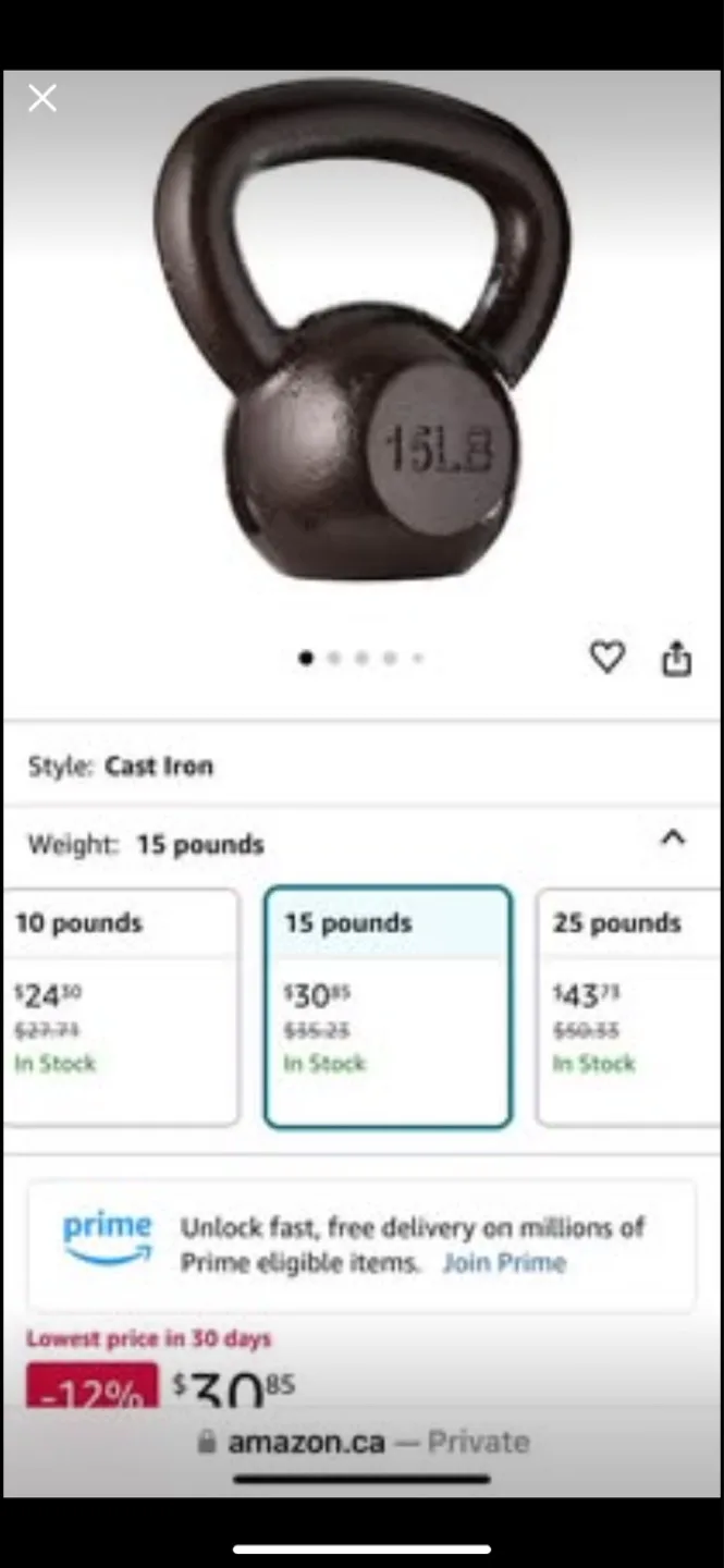 15 lb Amazon Basics Kettlebell & SPRI Dumbbells image indicator(4)