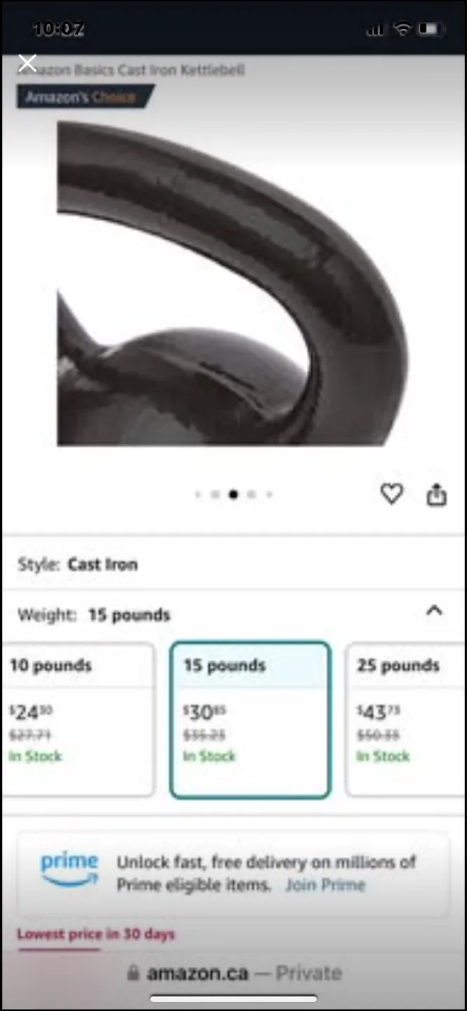 15 lb Amazon Basics Kettlebell & SPRI Dumbbells image indicator(5)