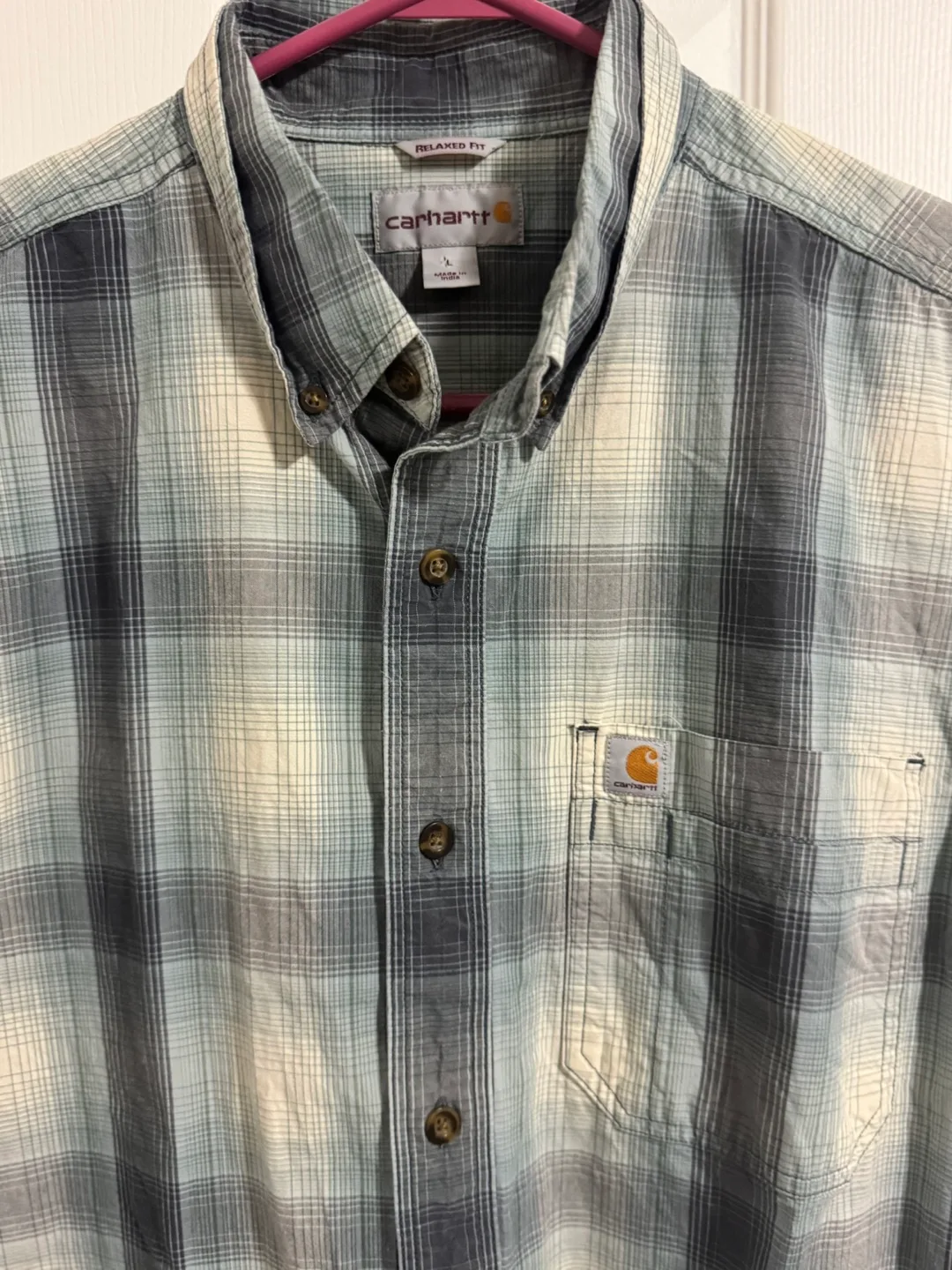 Carhartt Men's Relaxed Fit Plaid Short Sleeve Shirt - Size Large image indicator(2)