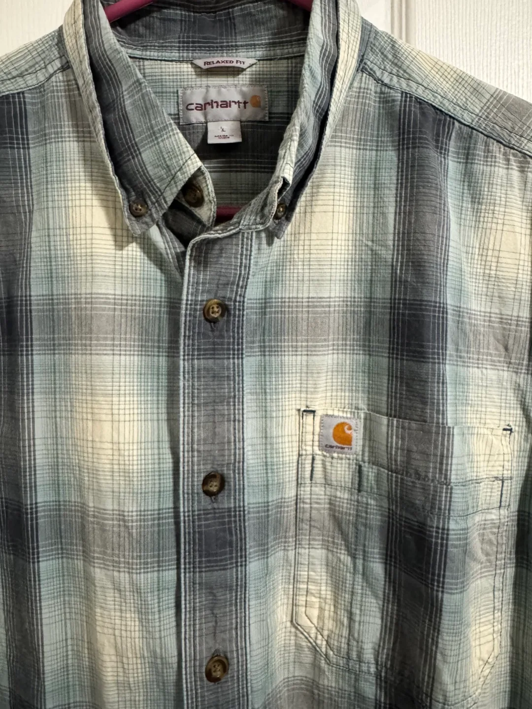 Carhartt Men's Relaxed Fit Plaid Short Sleeve Shirt - Size Large image indicator(3)