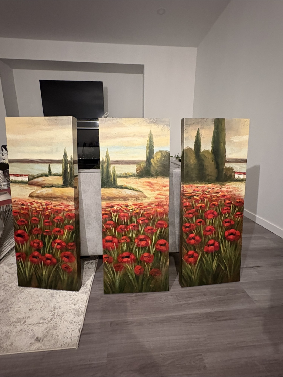 Triple Panel Poppy Field Canvas Wall Art - photo 2
