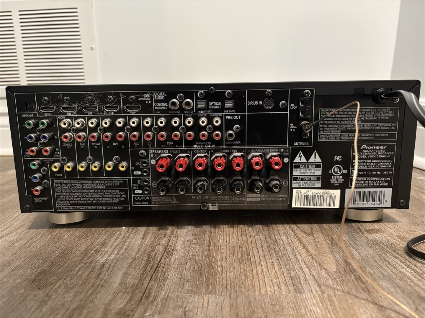 Pioneer VSX-1019AH-K Audio/Video Multi-Channel Receiver - photo 3