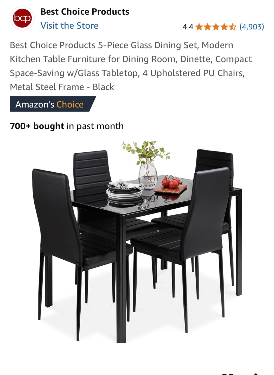 5-Piece Glass Dining Set