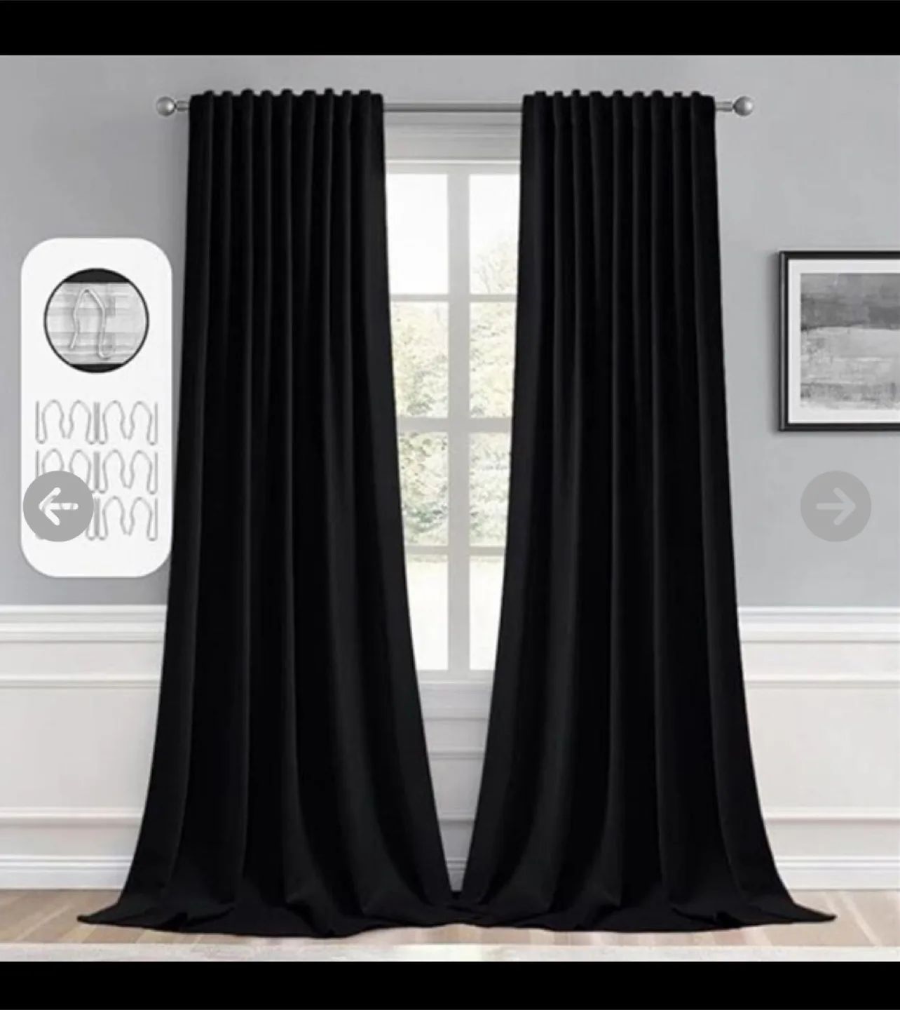 MULEE Blackout Curtains - Black - 2 Panels thumbnail