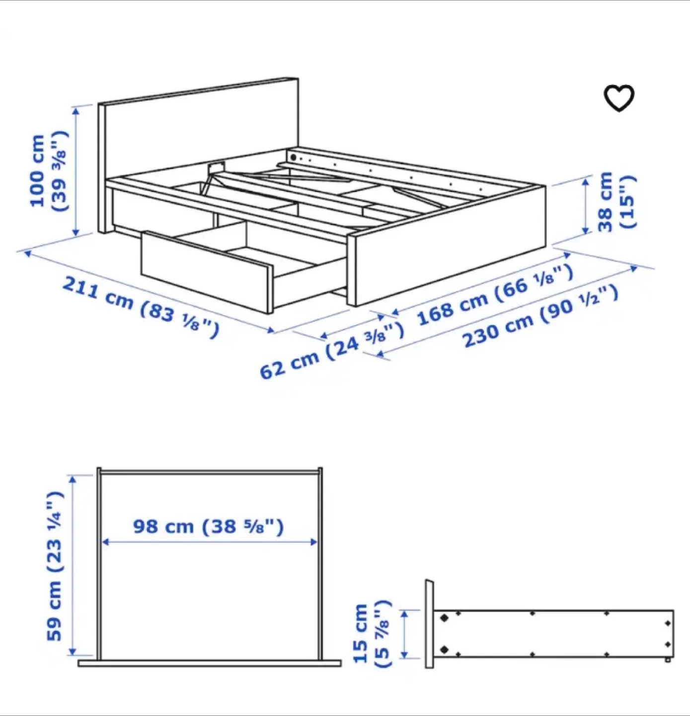 IKEA MALM Queen Bed Frame with Storage and Mattress image indicator(4)
