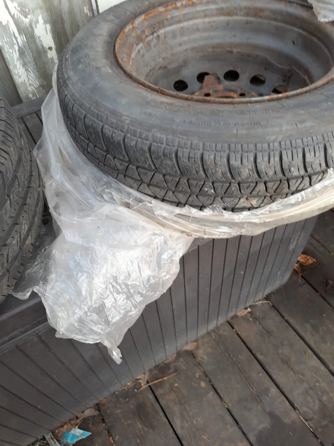 Used all seasons P185/70R14 tires with rims all four for 65 thumbnail