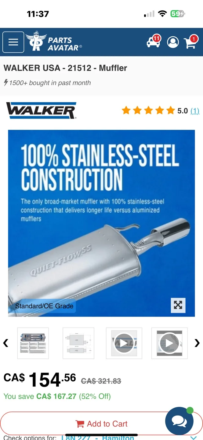 Walker Quite Flow Muffler 21512 image indicator(2)