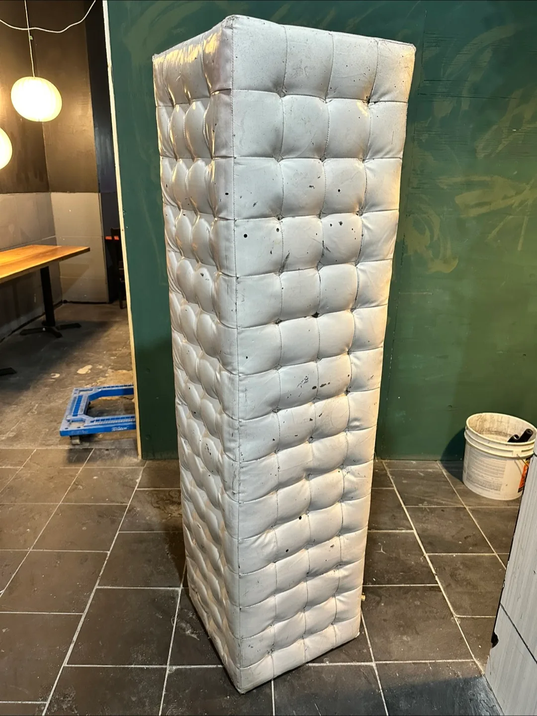 Unique White Tufted Upholstered Cube thumbnail