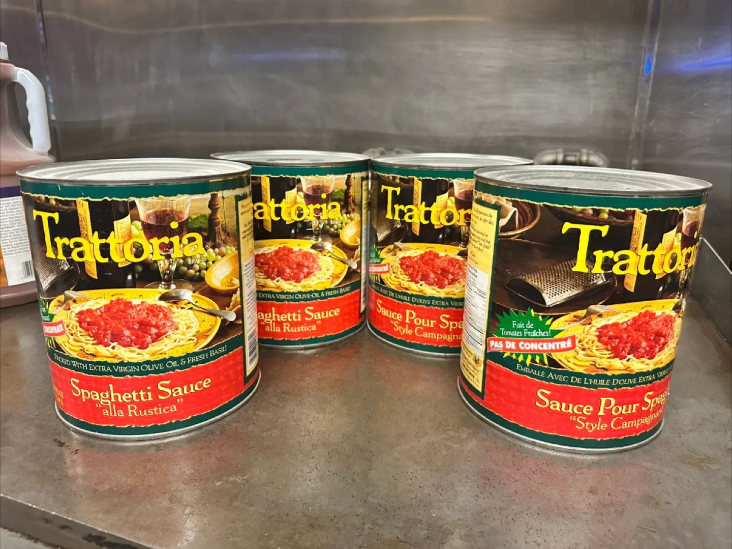 Four cans of Trattoria Spaghetti Sauce thumbnail